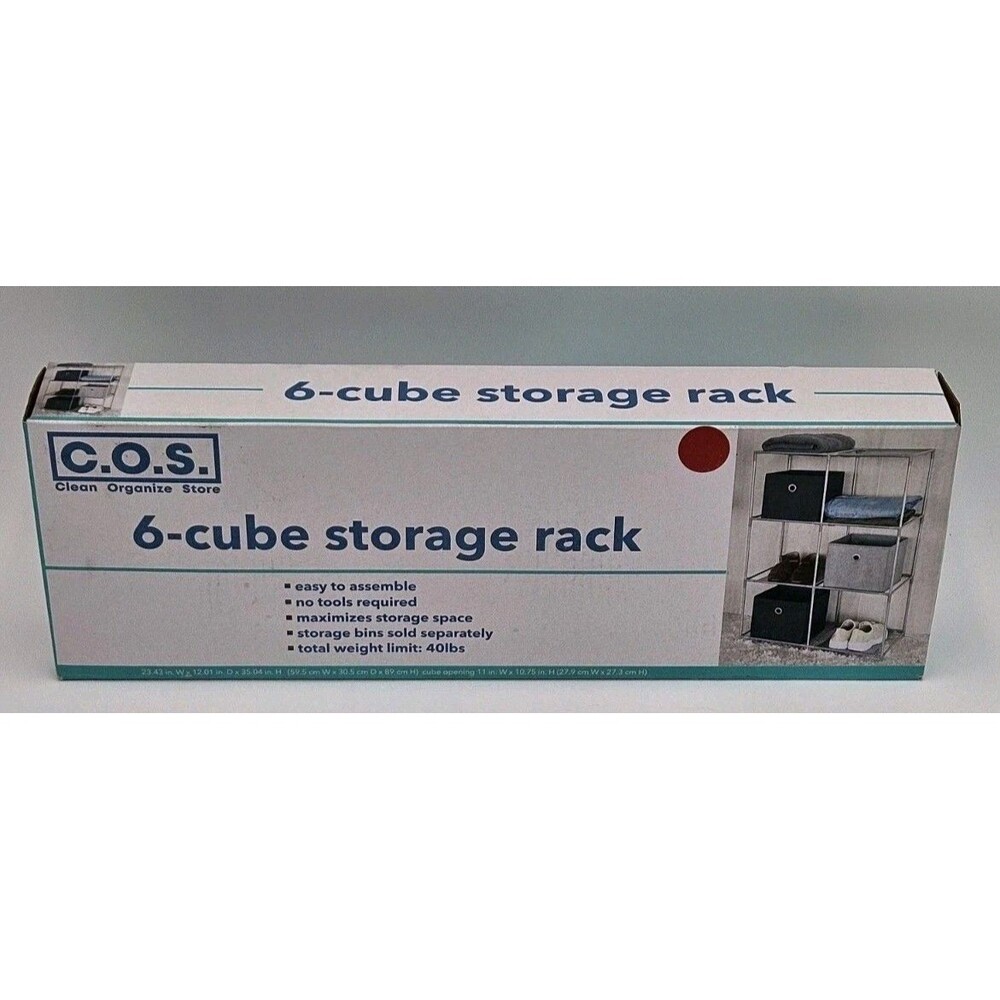 C.O.S. Clean Organize Store Brand 6 Cube Storage Rack No Tools Required NIB New